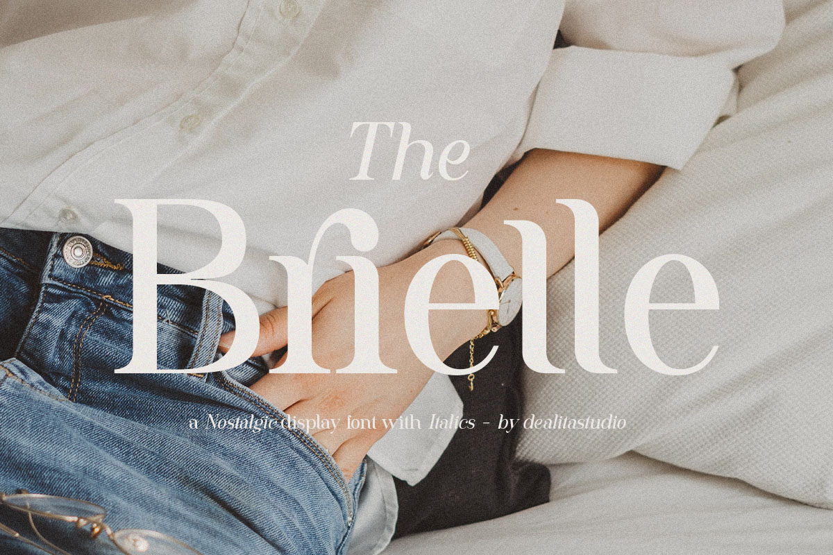 Brielle nostalgic display serif font with italic used in book cover and luxury branding