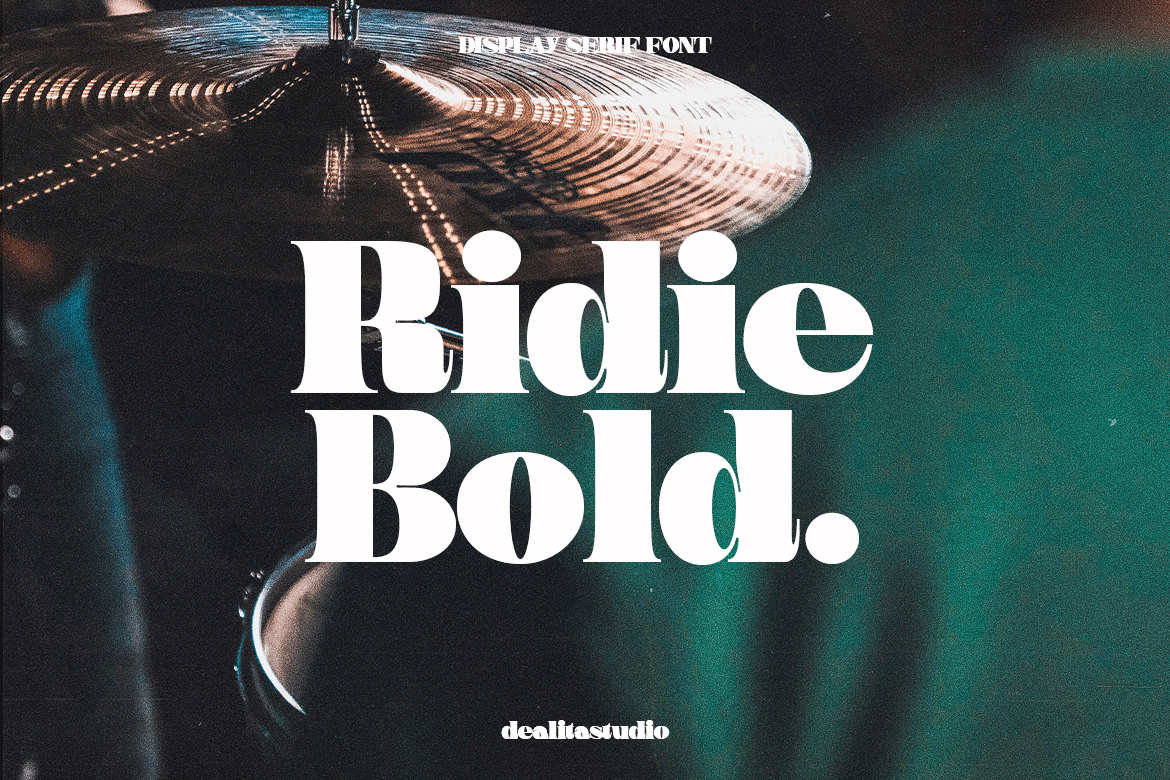Ridie bold display serif font powerful headline mockup