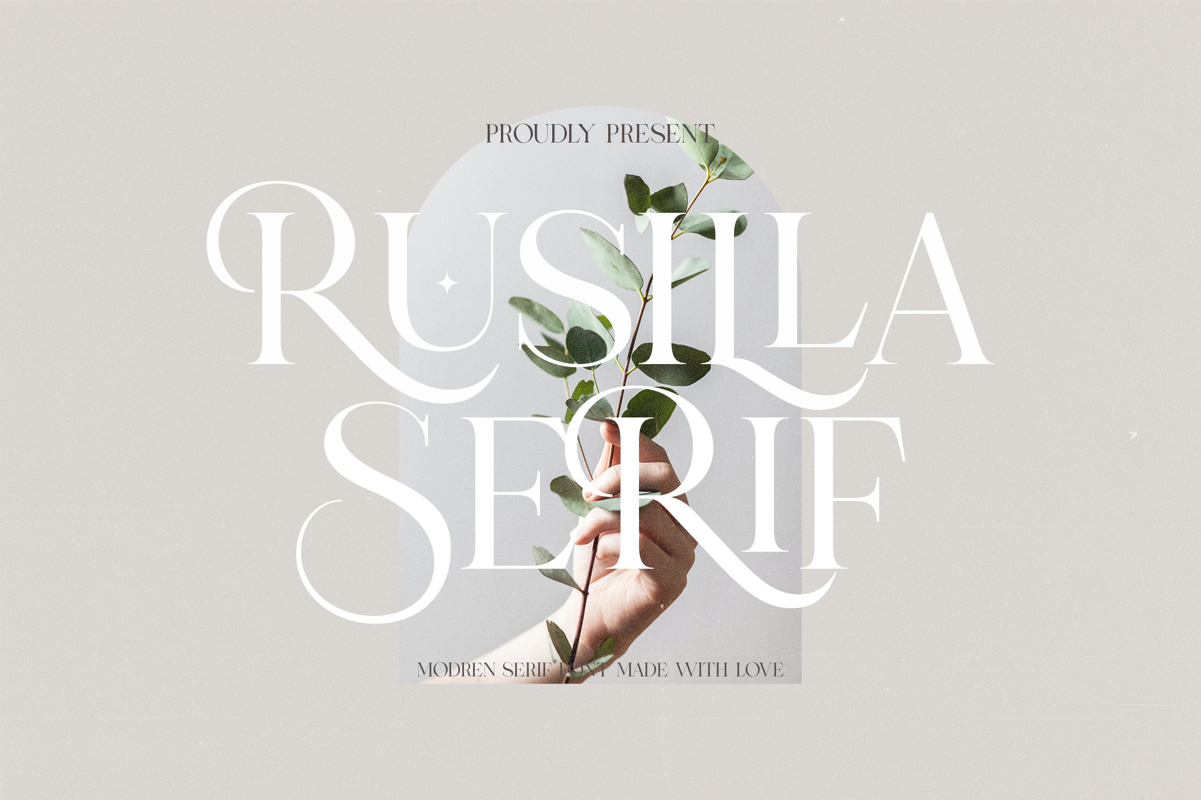 rusilla minimalist serif font logo mockup dual weight