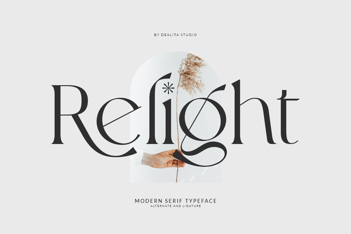 Relight minimalist modern serif font clean typography mockup