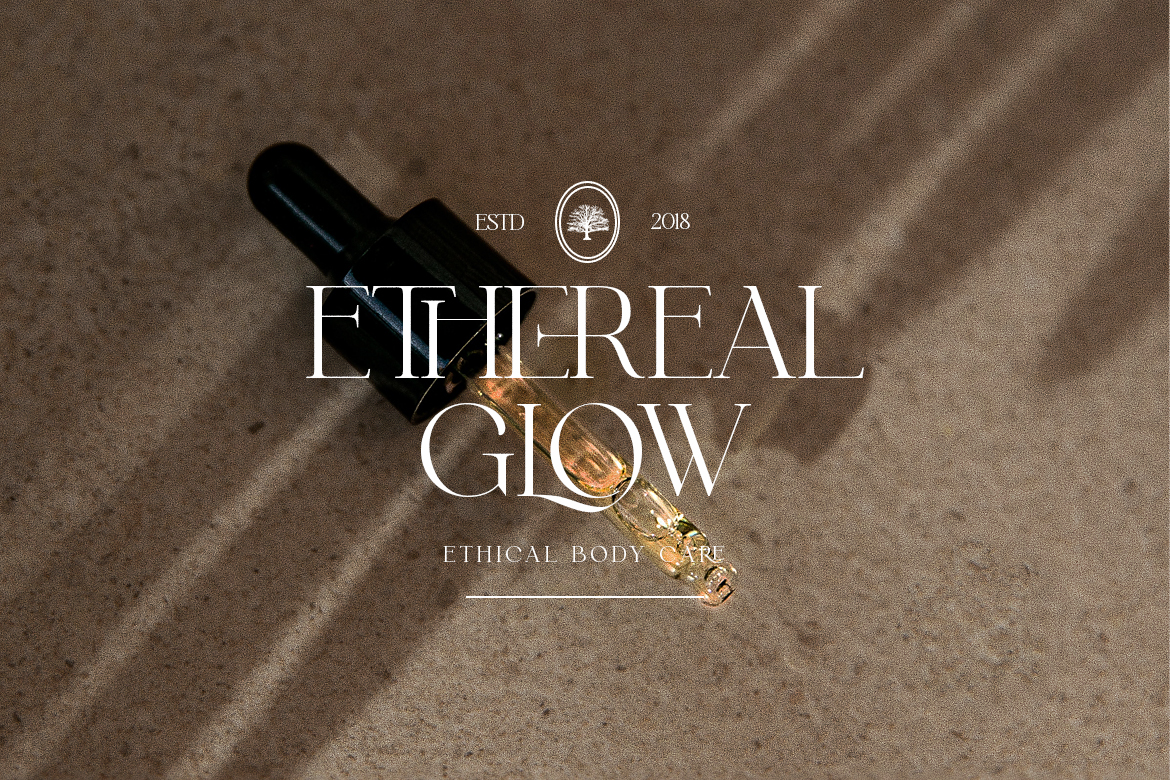 Minimalist serif font for premium luxury product packaging