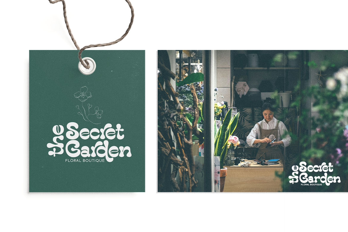 Retro font paired with minimalist serif for branding layout