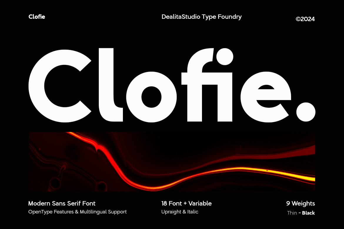 Clofie modern variable sans serif font UI design mockup