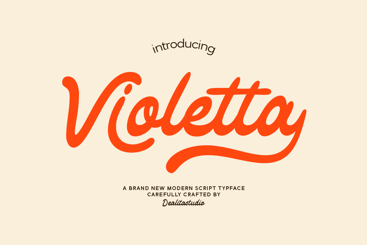 Violetta elegant retro script font vintage typography showcase