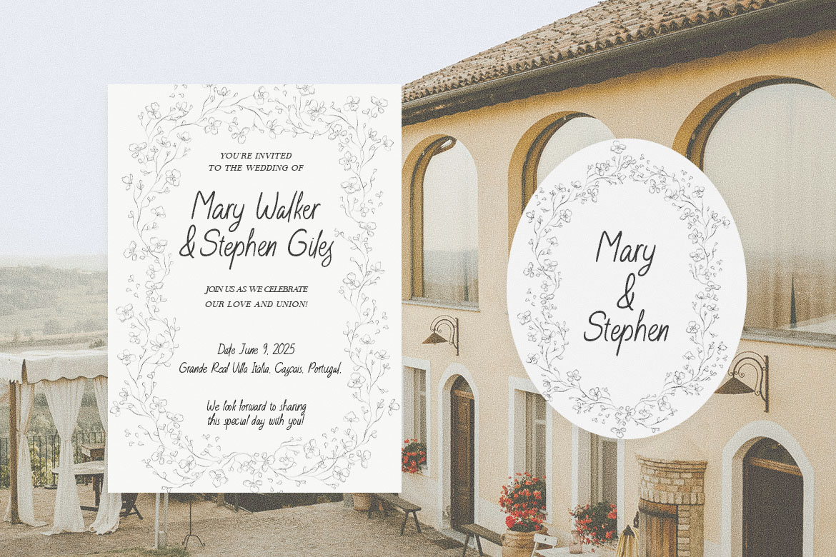 Organic script font for elegant wedding invitation layout
