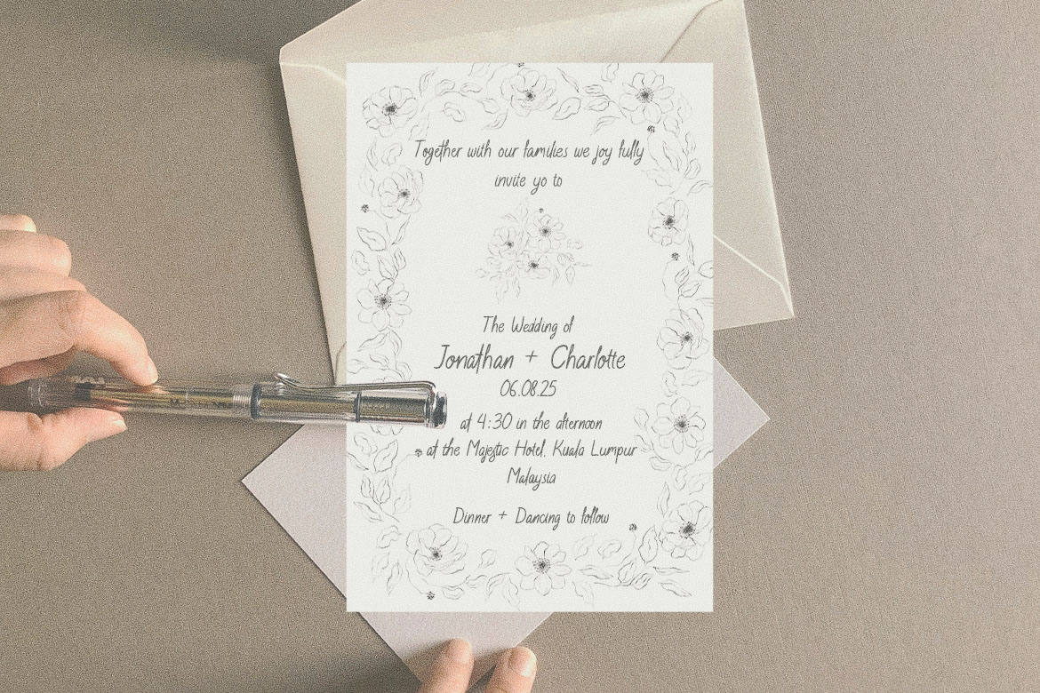 Organic script font for elegant wedding invitation layout
