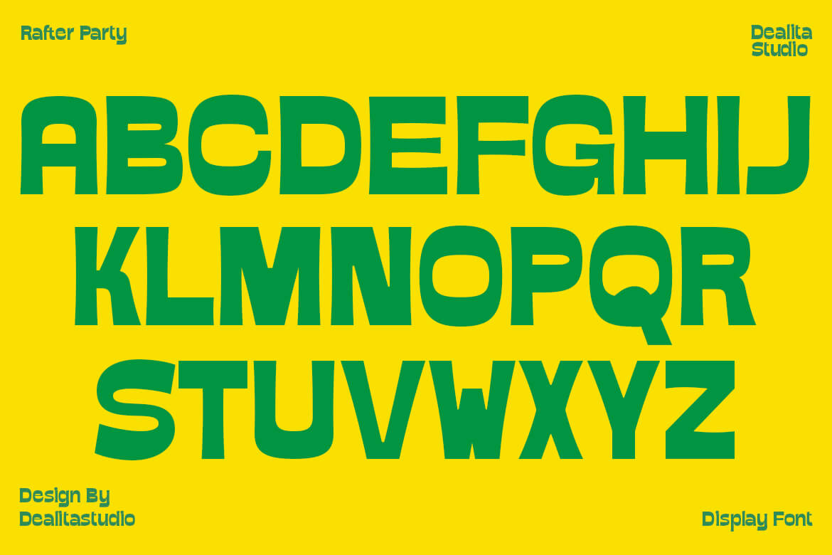 Rafter Party modern bold typeface for product design