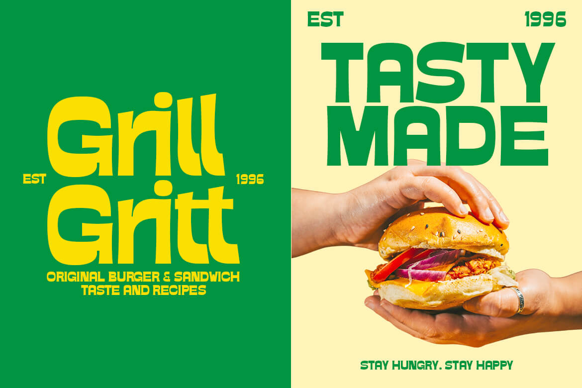 Geometric sans serif displaying a g l s y stylistic alternates