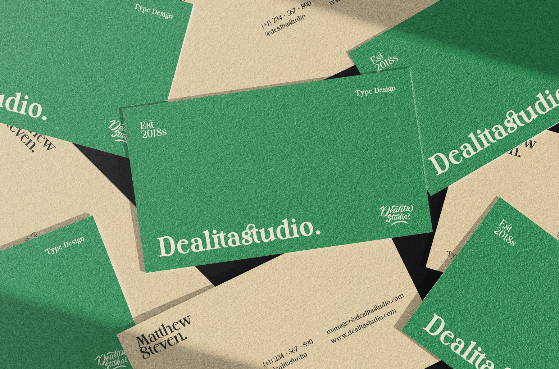Bussines Name Card Packaging Mockup Using Ds Quilter Serif Font