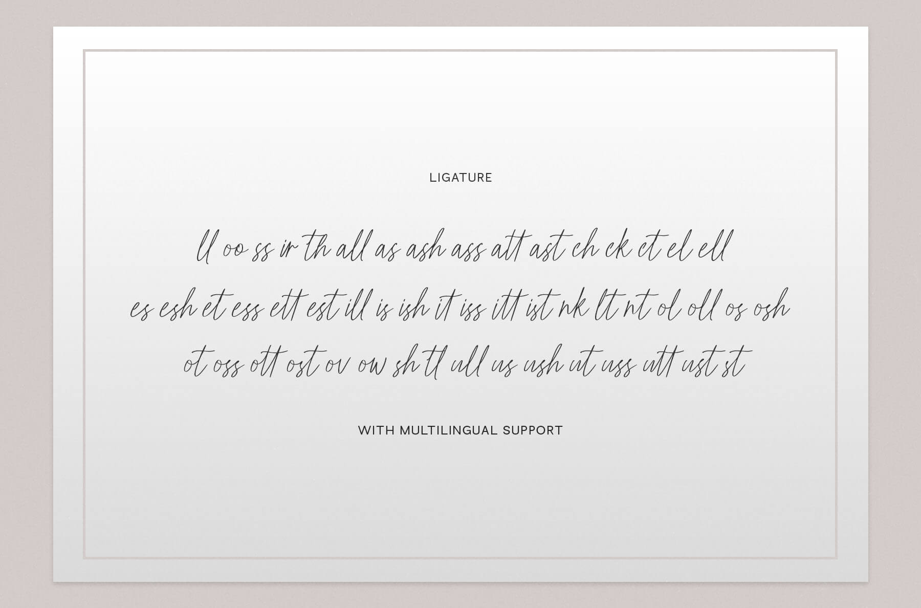 Handwritten script font showing 53 custom ligatures seamless flow